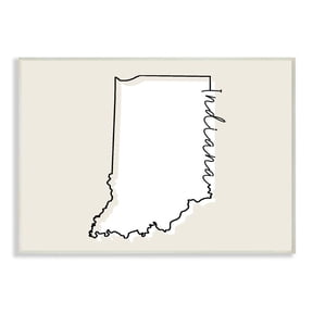 Stupell Industries Indiana Home State Map Neutral Print Design Wall Plaque Art by Daphne Polselli