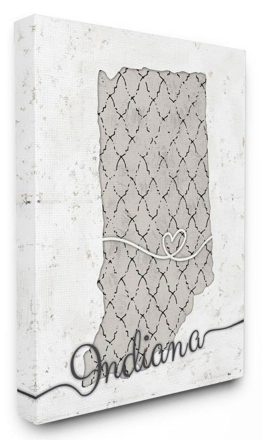 Stupell Industries Indiana Patterned Grey US State Design Canvas Wall Art by Ziwei Li