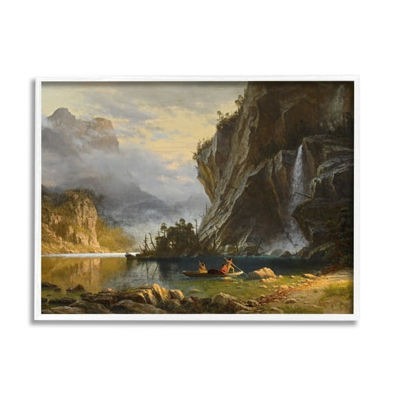 Stupell Industries Indians Spear Fishing Classic Albert Bierstadt Painting Painting White Framed Art Print Wall Art, Design by one1000paintings