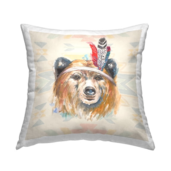 Stupell Industries Indigenous Bear Patterned Printed Throw Pillow Design by Patricia Pinto