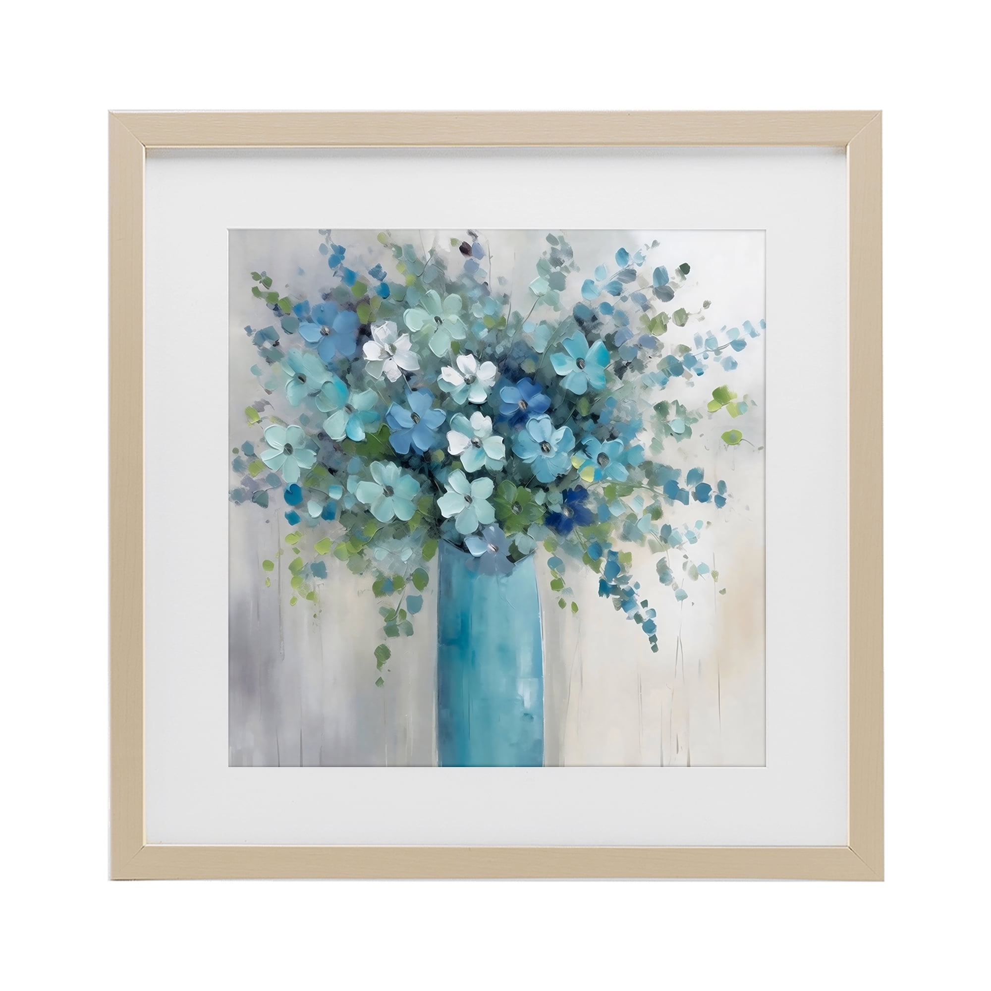 Stupell Industries Indigo Bouquet in Blue Vase Birch Framed Print Under Glass, design by Creative Studio