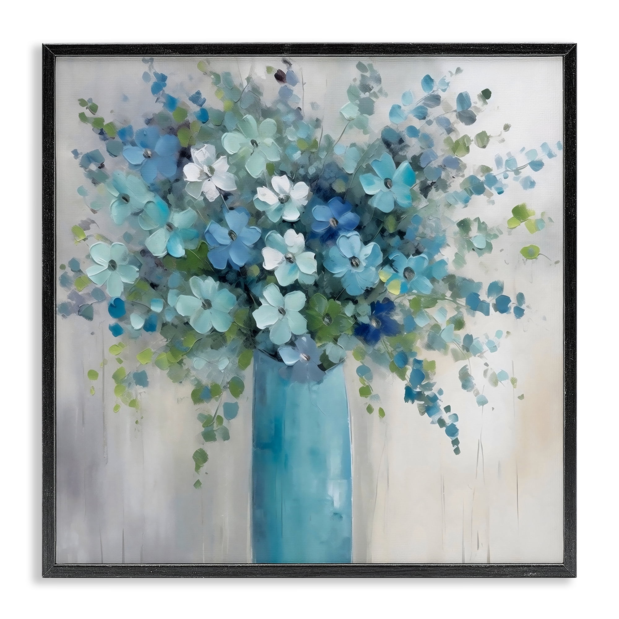 Stupell Industries Indigo Bouquet in Blue Vase Black Framed Giclee Art, design by Creative Studio