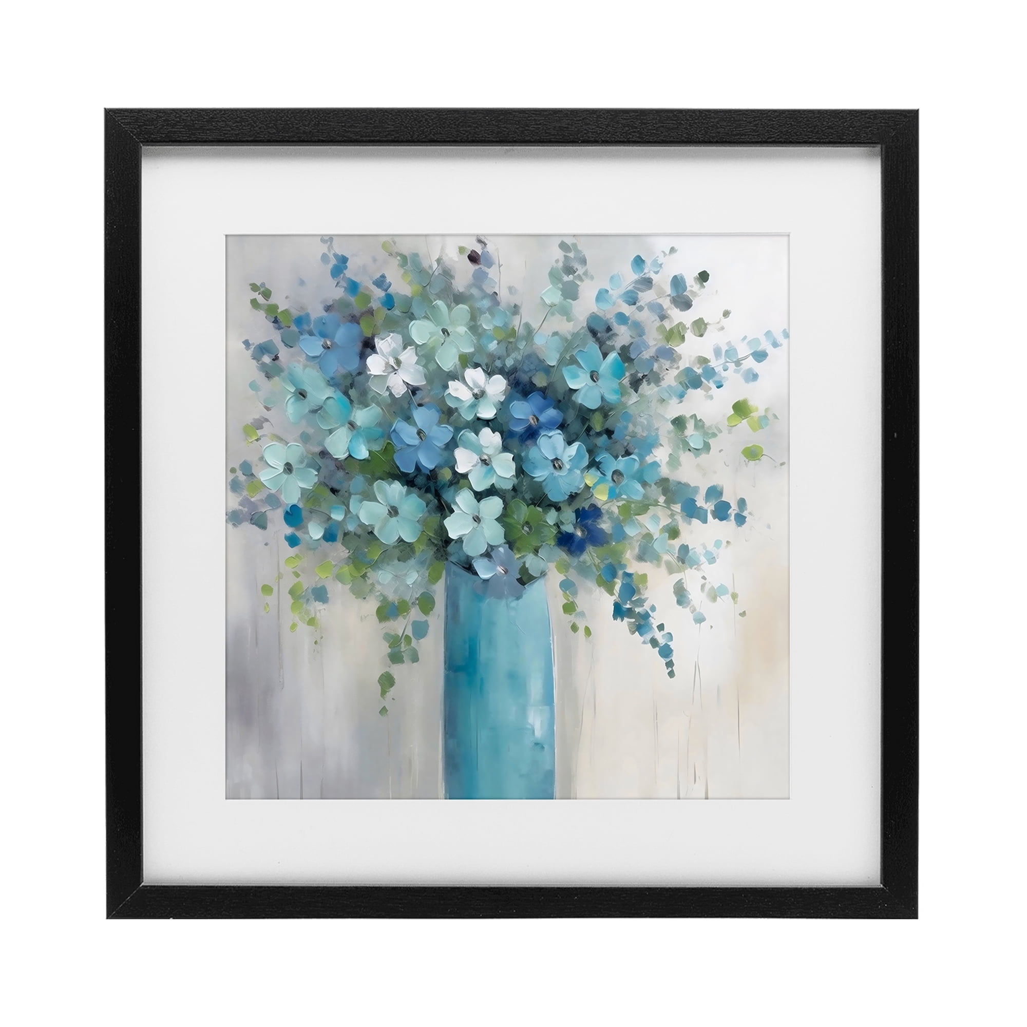 Stupell Industries Indigo Bouquet in Blue Vase Black Framed Print Under Glass, design by Creative Studio
