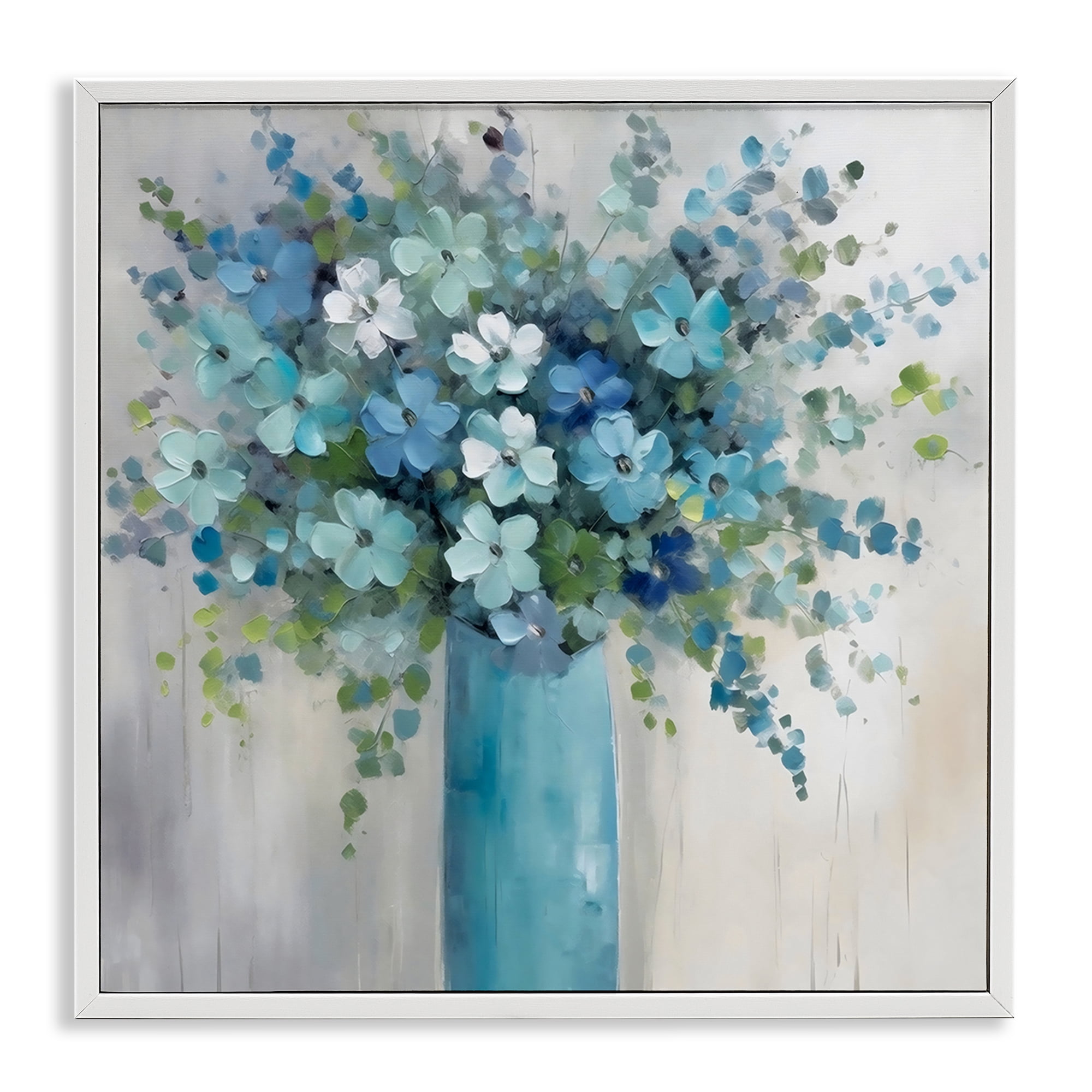 Stupell Industries Indigo Bouquet in Blue Vase White Framed Giclee Art, design by Creative Studio