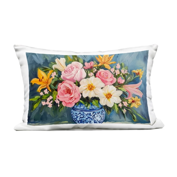 Stupell Industries Indigo Chinoiserie Flower Vase Decorative Printed Throw Pillow, design by Petal Prints Design