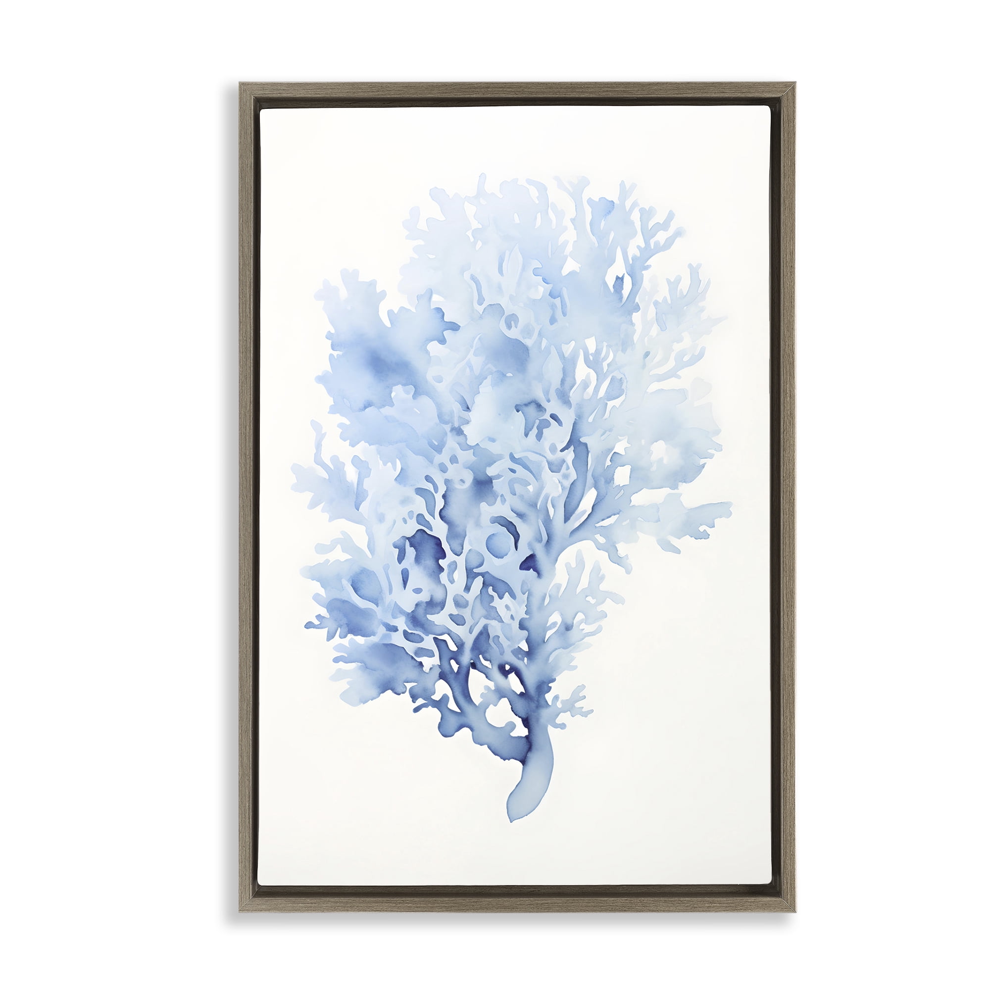 Stupell Industries Indigo Coral Impression Animals & Insects Painting Brown Floater Framed Canvas Art Print Wall Art, 17 x 25