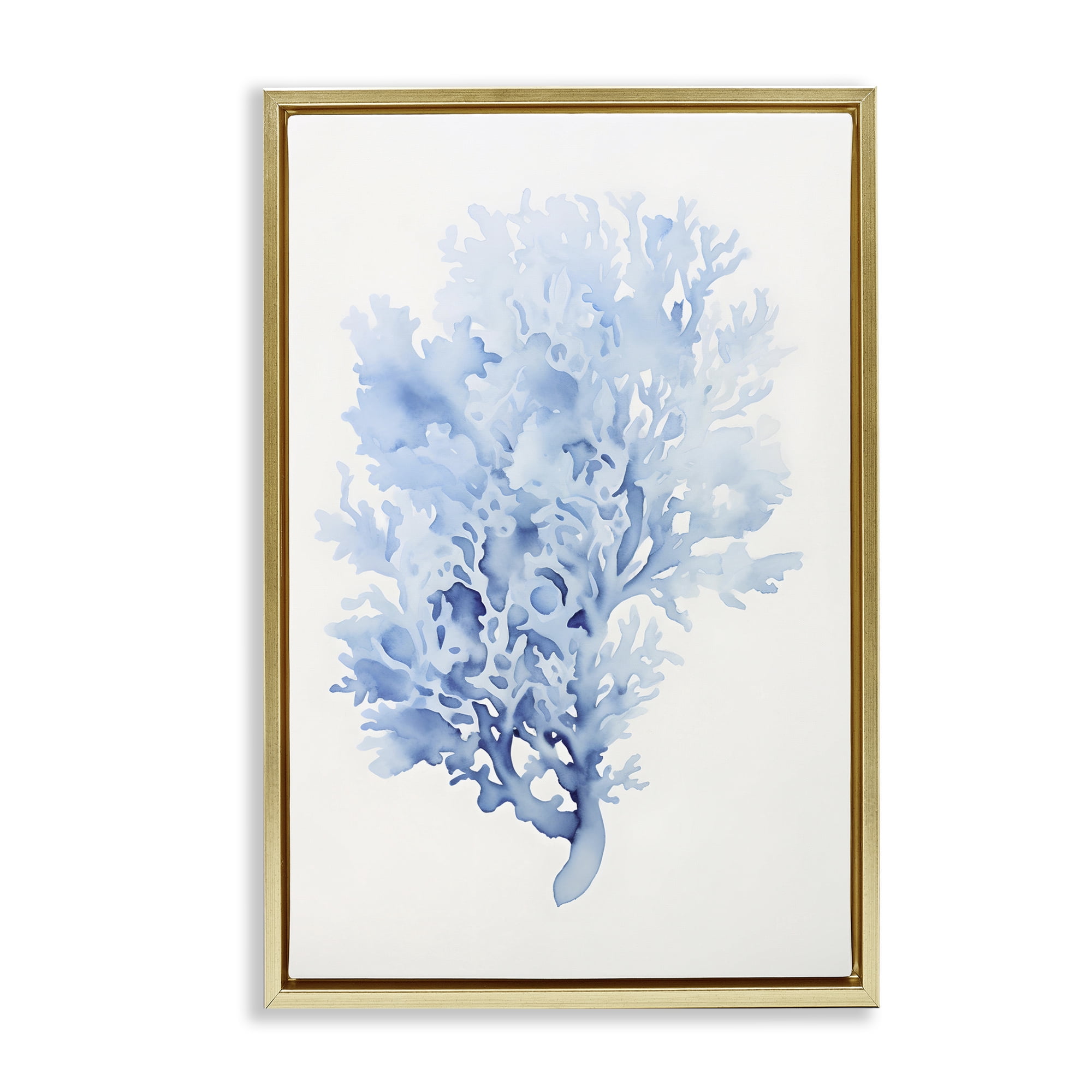 Stupell Industries Indigo Coral Impression Animals & Insects Painting Gold Floater Framed Canvas Art Print Wall Art, 21 x 31