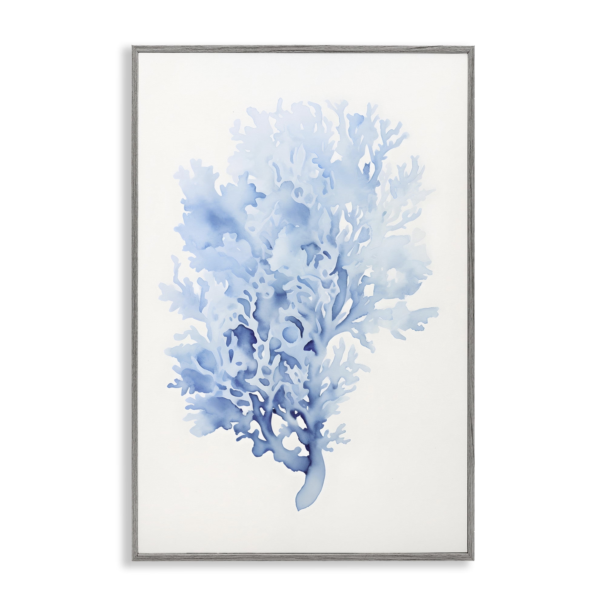 Stupell Industries Indigo Coral Impression Animals & Insects Painting Gray Framed Art Print Wall Art, 16 x 24