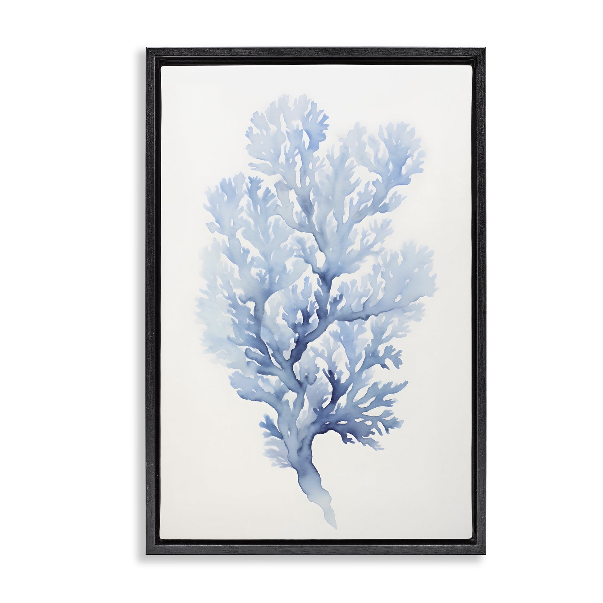Stupell Industries Indigo Coral Shape Animals & Insects Painting Black Floater Framed Canvas Art Print Wall Art, 17 x 25