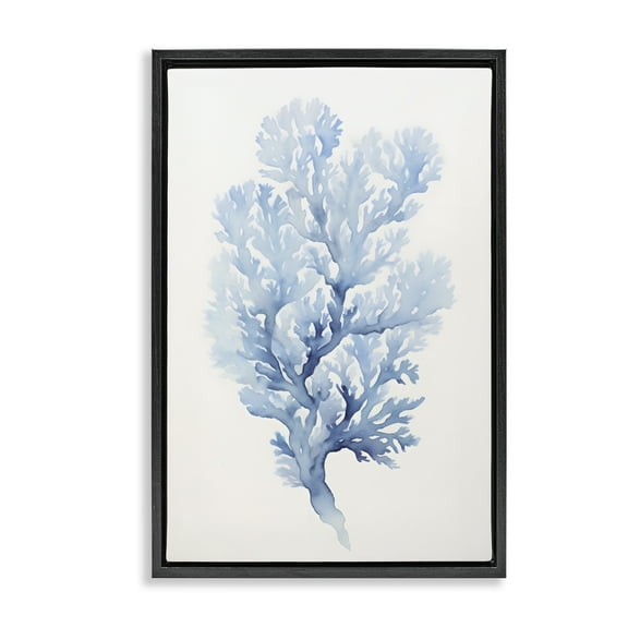 Stupell Industries Indigo Coral Shape Animals & Insects Painting Black Floater Framed Canvas Art Print Wall Art, 17 x 25