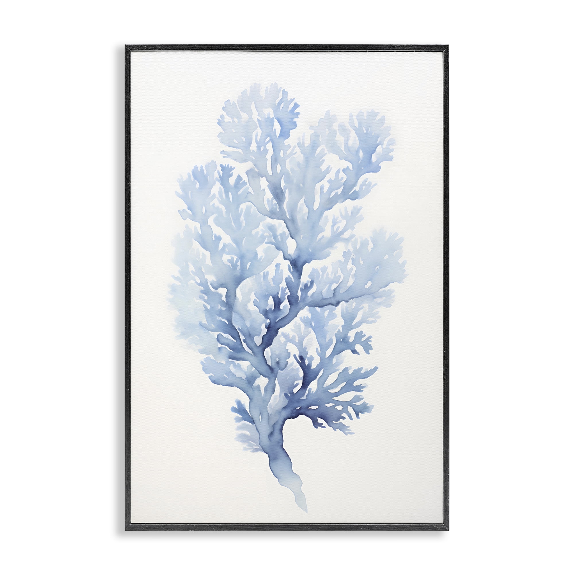 Stupell Industries Indigo Coral Shape Animals & Insects Painting Black Framed Art Print Wall Art, 20 x 30