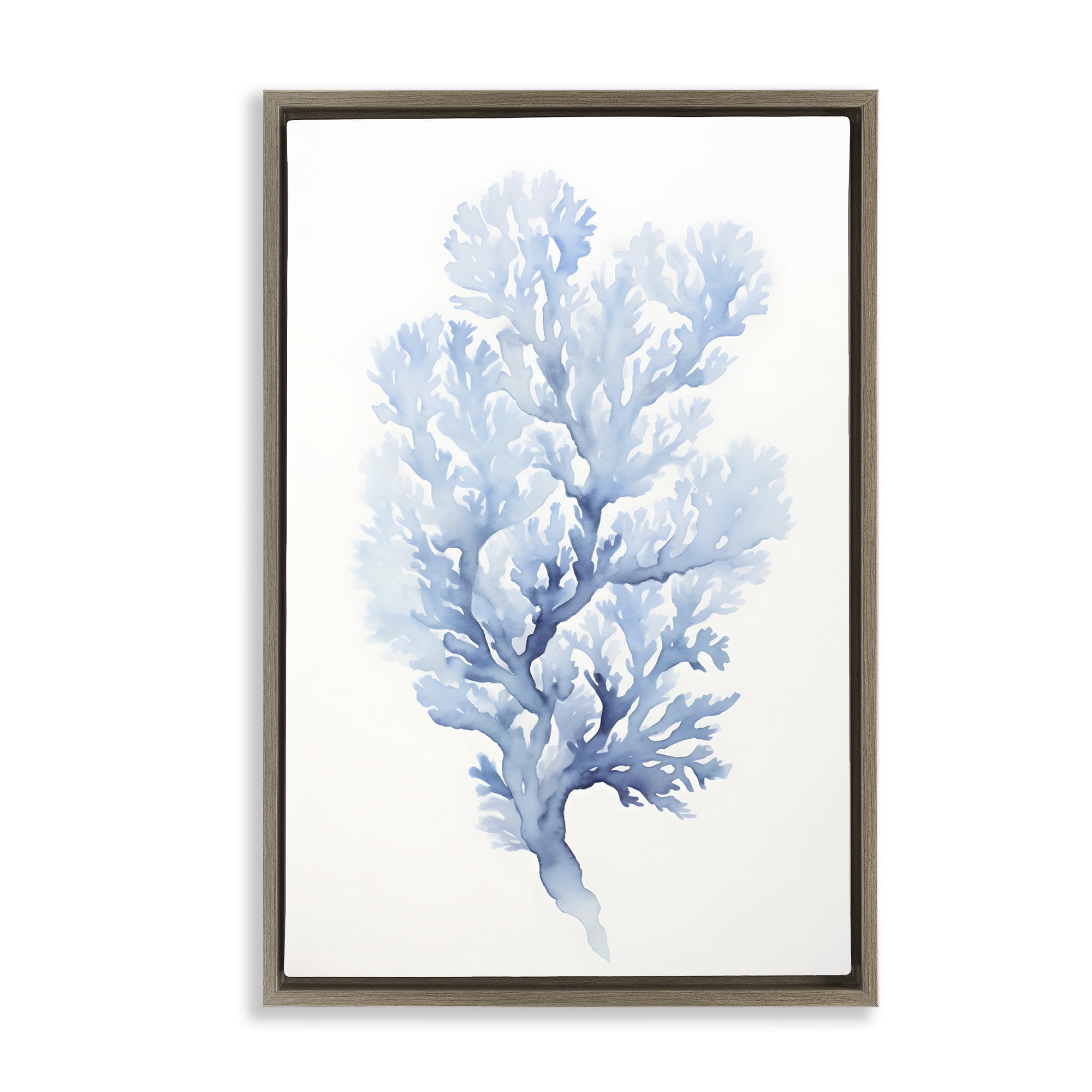 Stupell Industries Indigo Coral Shape Animals & Insects Painting Brown Floater Framed Canvas Art Print Wall Art, 17 x 25