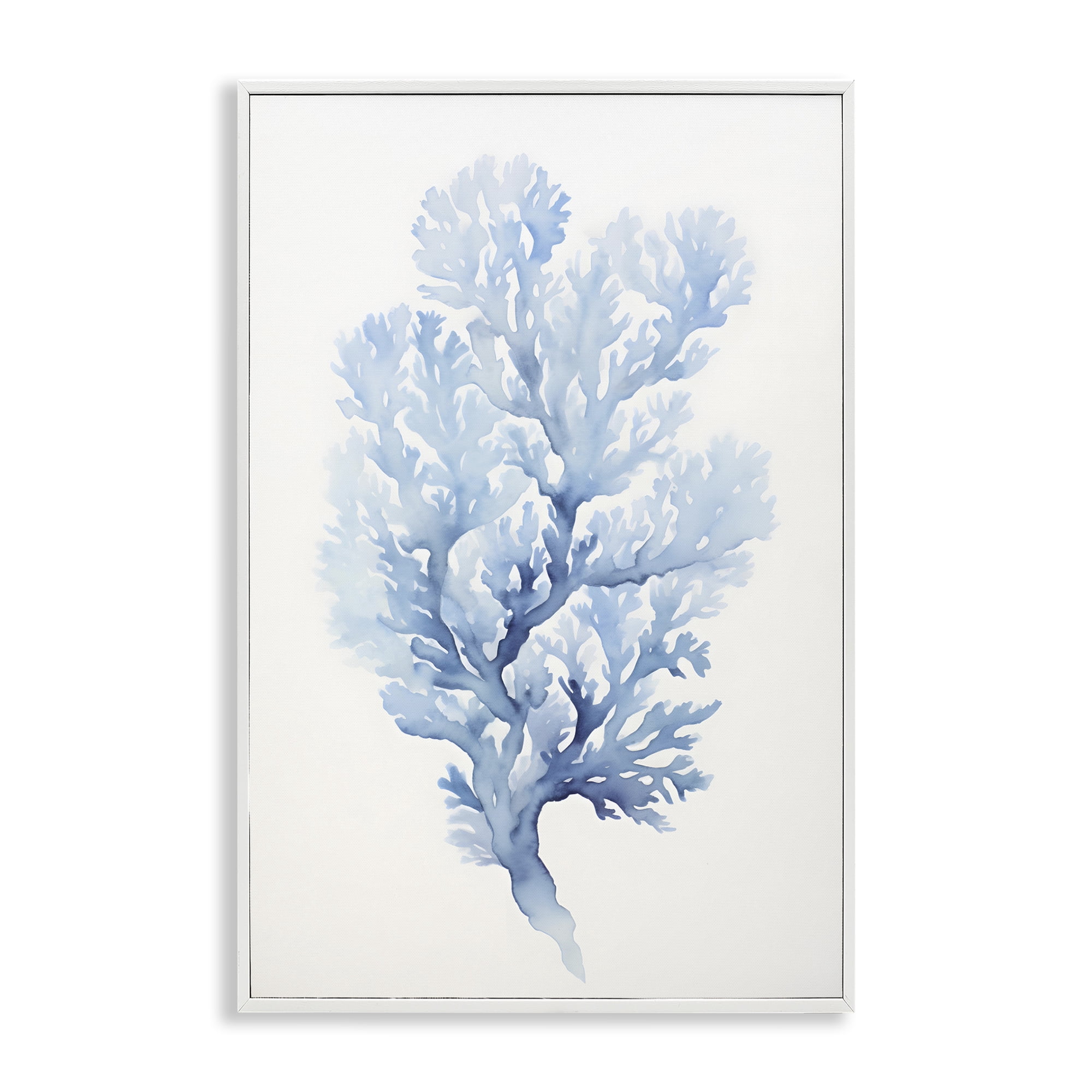 Stupell Industries Indigo Coral Shape Animals & Insects Painting White Framed Art Print Wall Art, 16 x 24