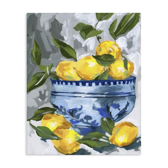 Stupell Industries Farmhouse Indigo & Lemon Bowl Canvas Art, 36 x 48, by Melissa Wang