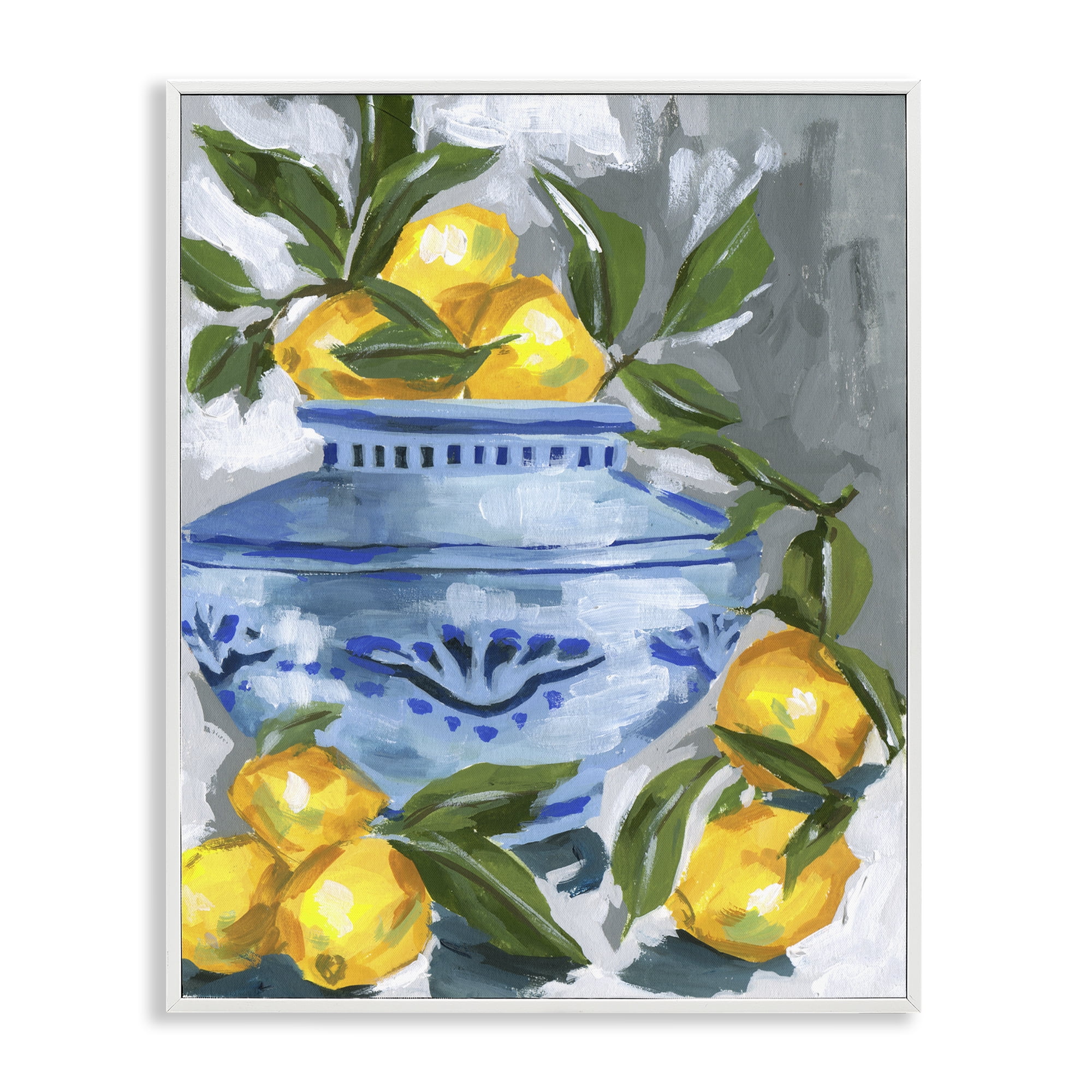 Stupell Industries Indigo & Lemon Vase White Framed Giclee Art, design by Melissa Wang