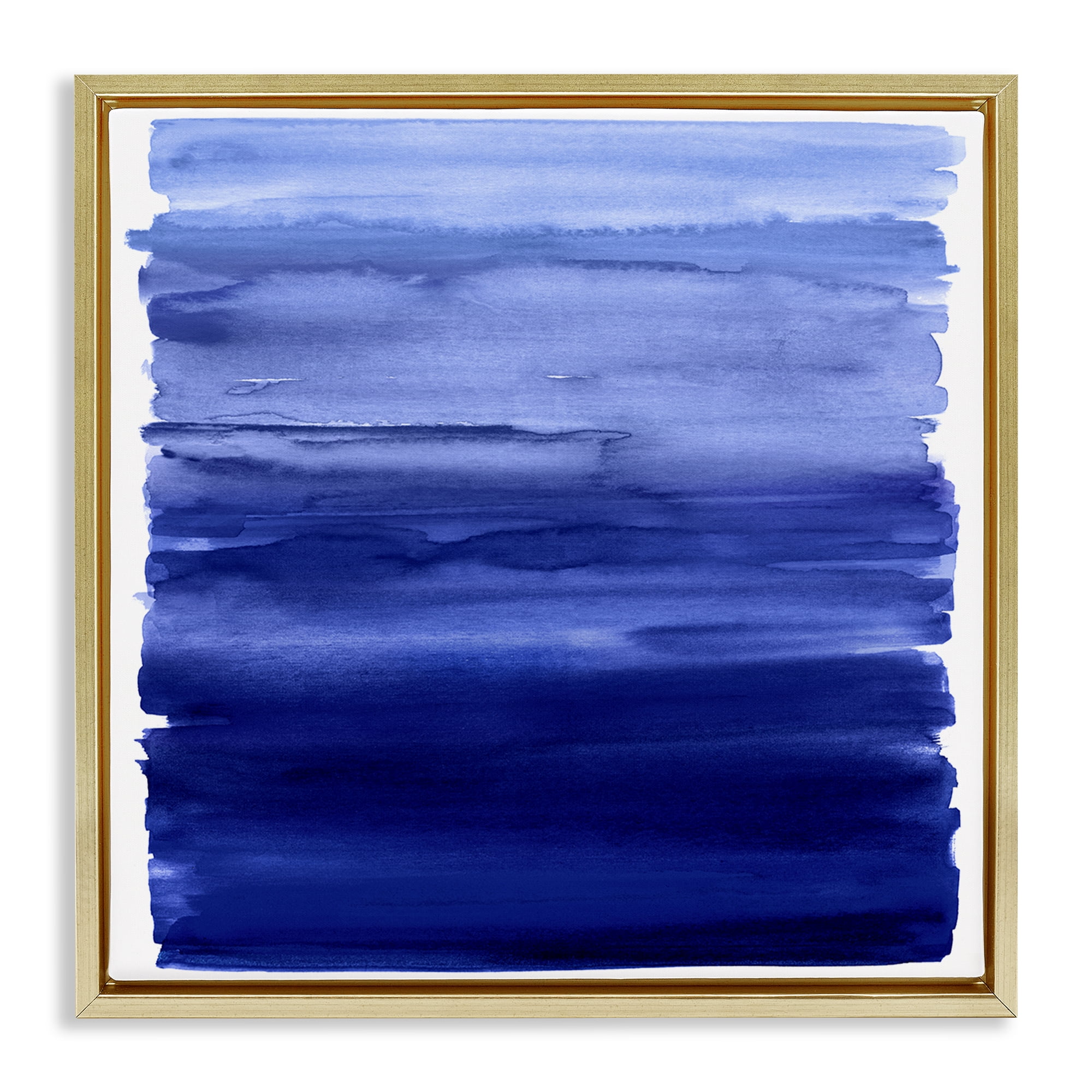Stupell Industries Indigo Ombre Gradient Gold Framed Floater Canvas Wall Art, design by Allie Corbin