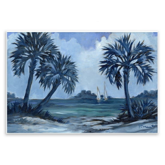 Stupell Industries Indigo Palms Impressions Landscape Painting Unframed Art Print Wall Art, 15 x 10