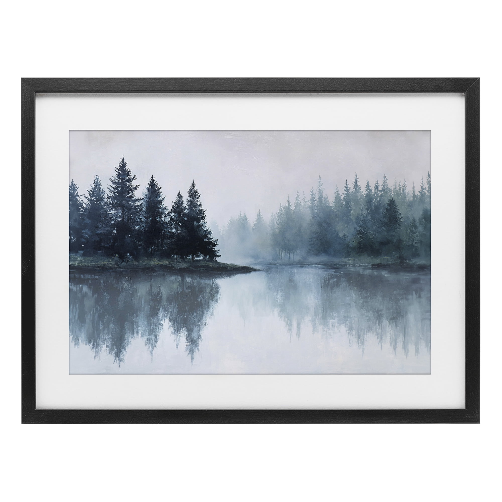 Stupell Industries Indigo Tree Reflections Black Framed Print Under Glass, design by Jacky Ngan