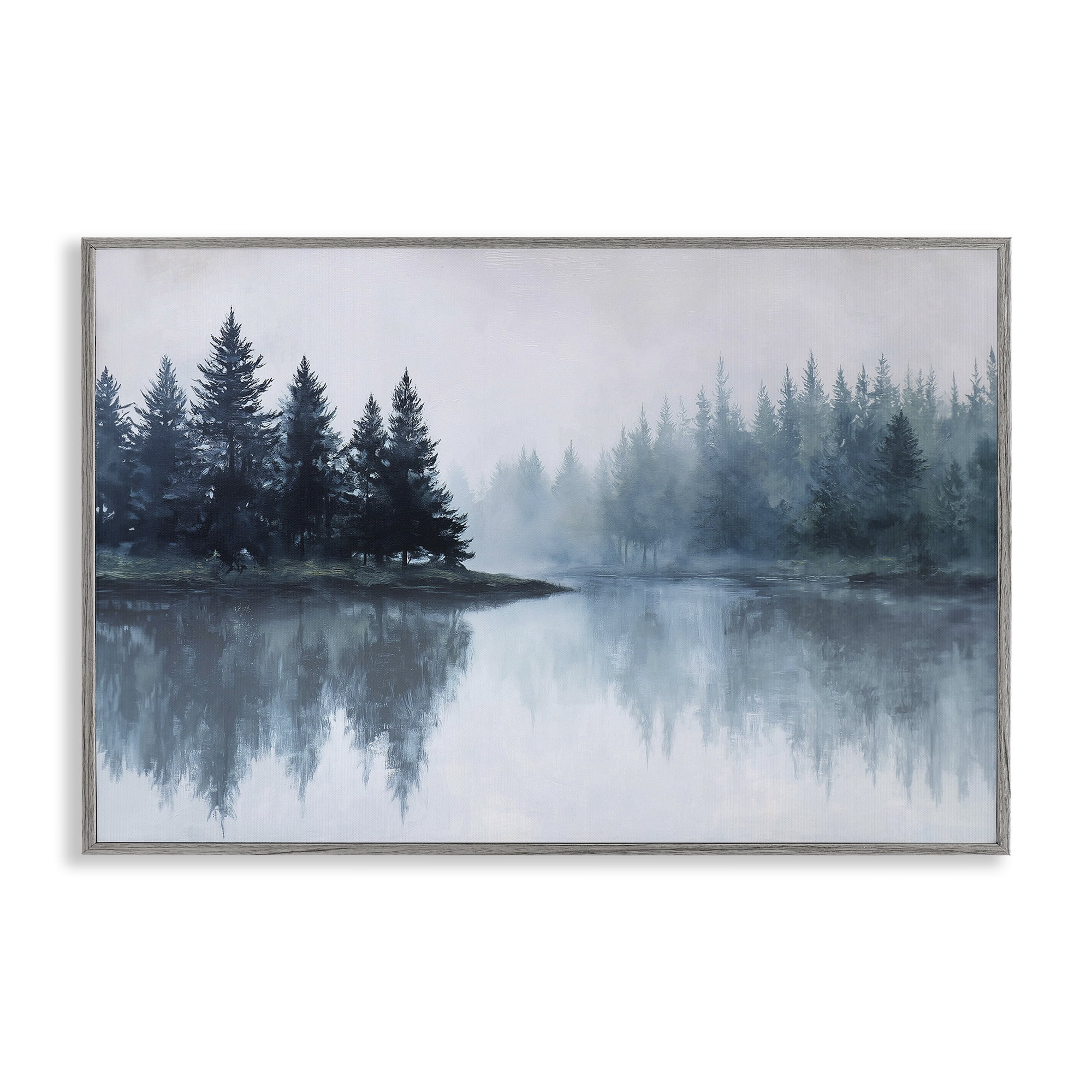 Stupell Industries Indigo Tree Reflections Gray Framed Giclee Art, design by Jacky Ngan