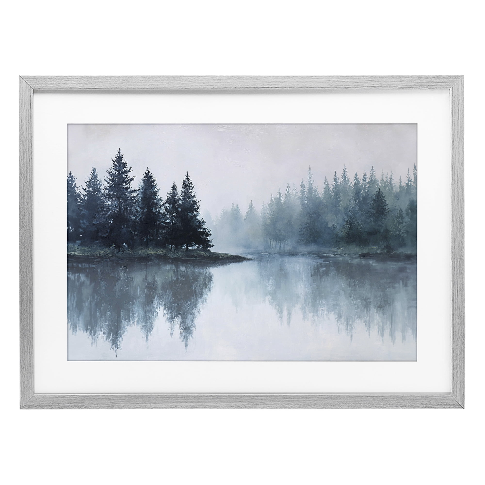 Stupell Industries Indigo Tree Reflections Gray Framed Print Under Glass, design by Jacky Ngan