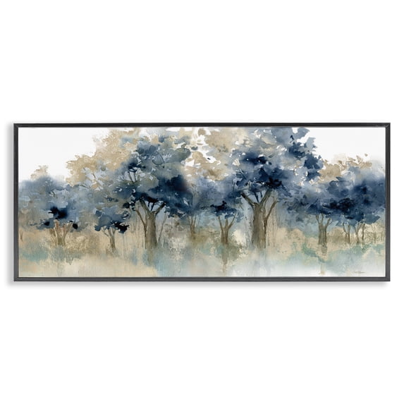 Stupell Industries Contemporary Indigo Woodland Watercolor Study Black Framed Giclee Art, 24 x 10, by Carol Robinson