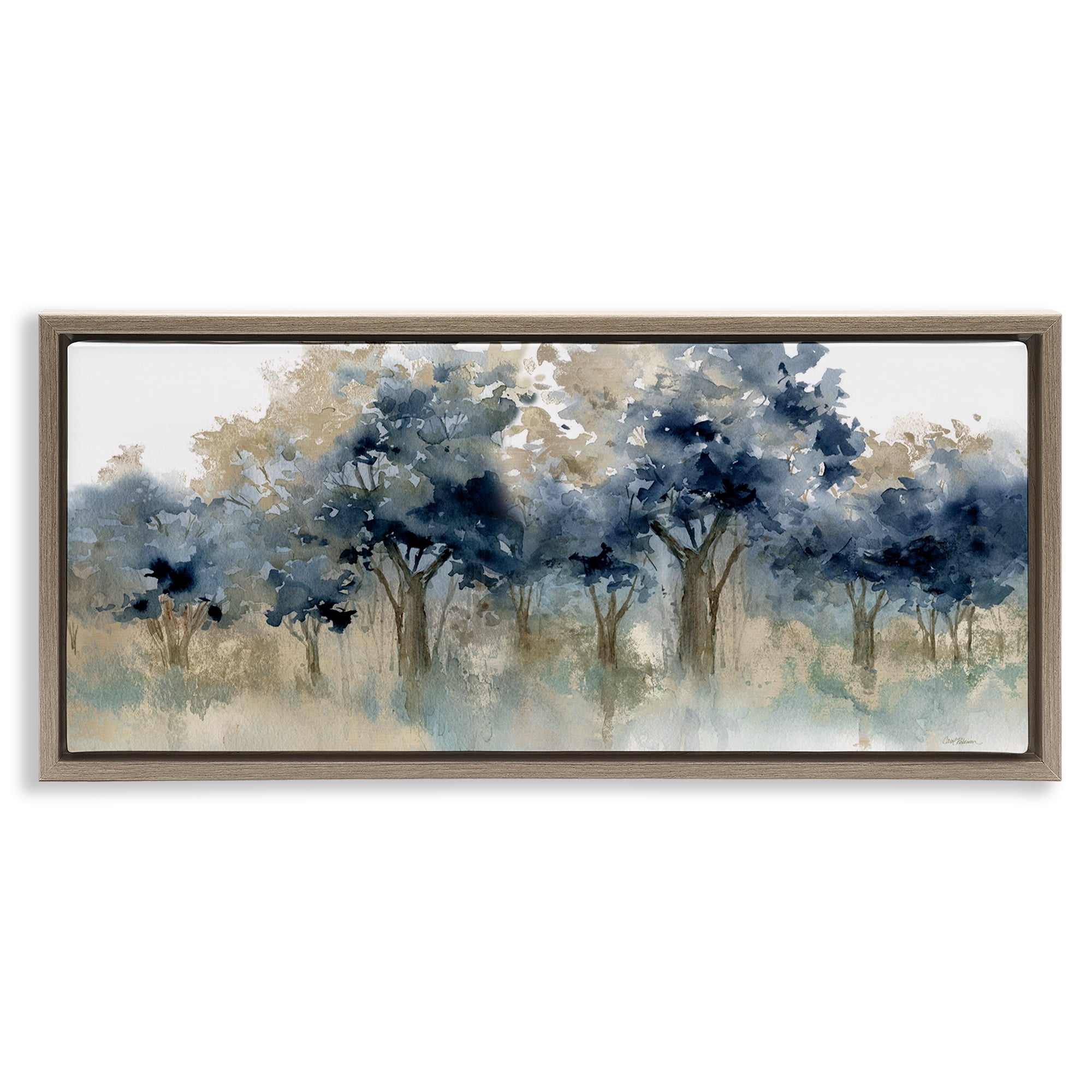 Stupell Industries Indigo Woodland Watercolor Study Brown Framed Floater Canvas Wall Art, design by Carol Robinson