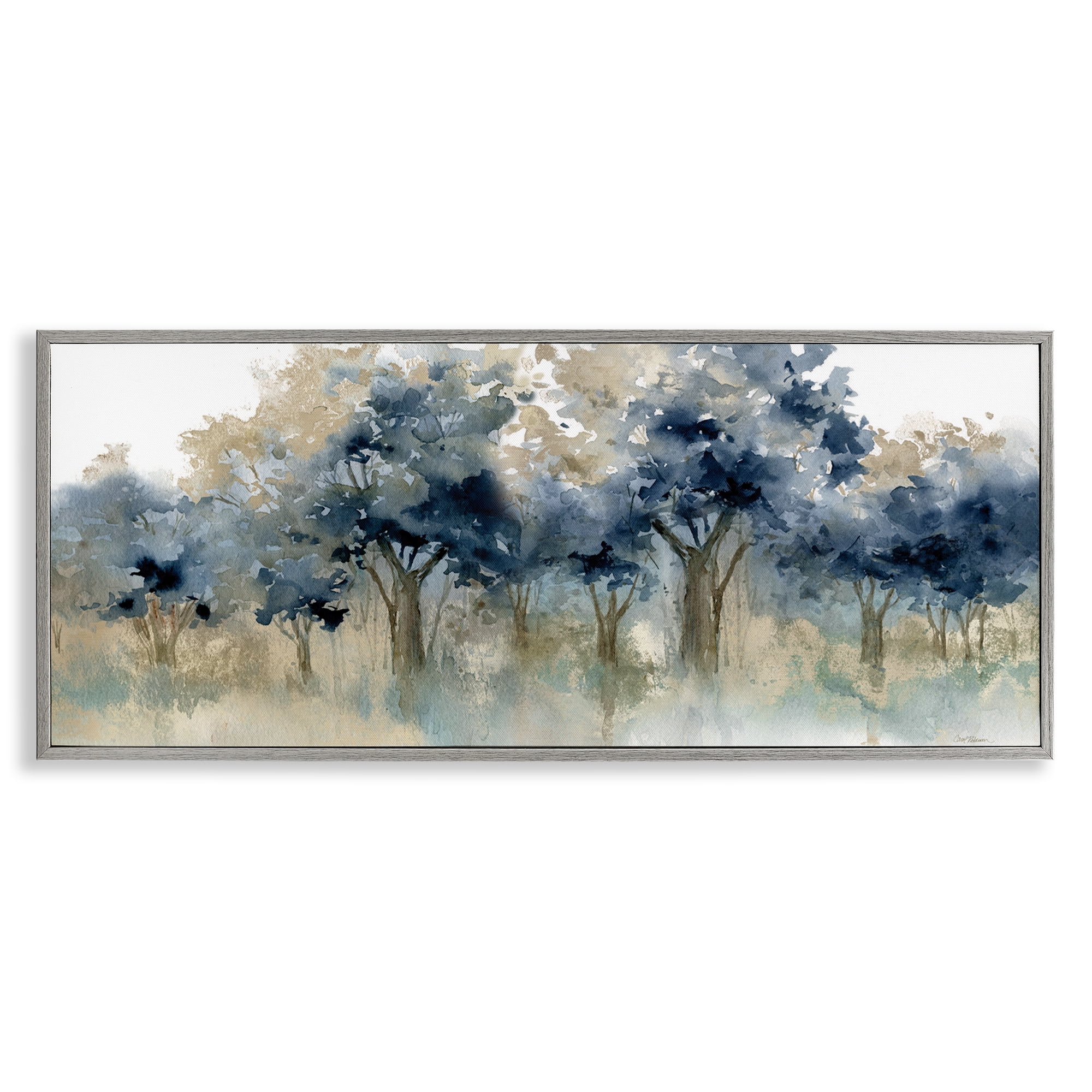 Stupell Industries Indigo Woodland Watercolor Study Gray Framed Giclee Art, design by Carol Robinson
