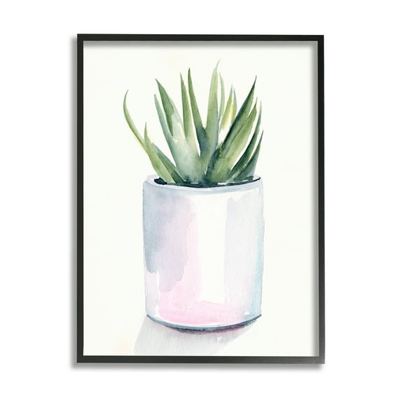Stupell Industries Indoor Cactus Potted Succulent Soft Watercolor Plant Coastal Painting Black Framed Art Print Wall Art, 11 x 14, Design by Jennifer Paxton Parker