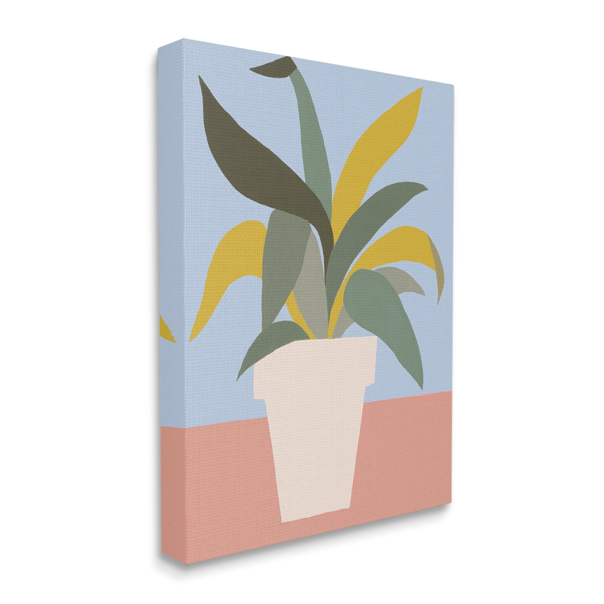 Stupell Industries Indoor Potted Plant Soft Green Blue Red,30 x 40,Designed by Regina Moore
