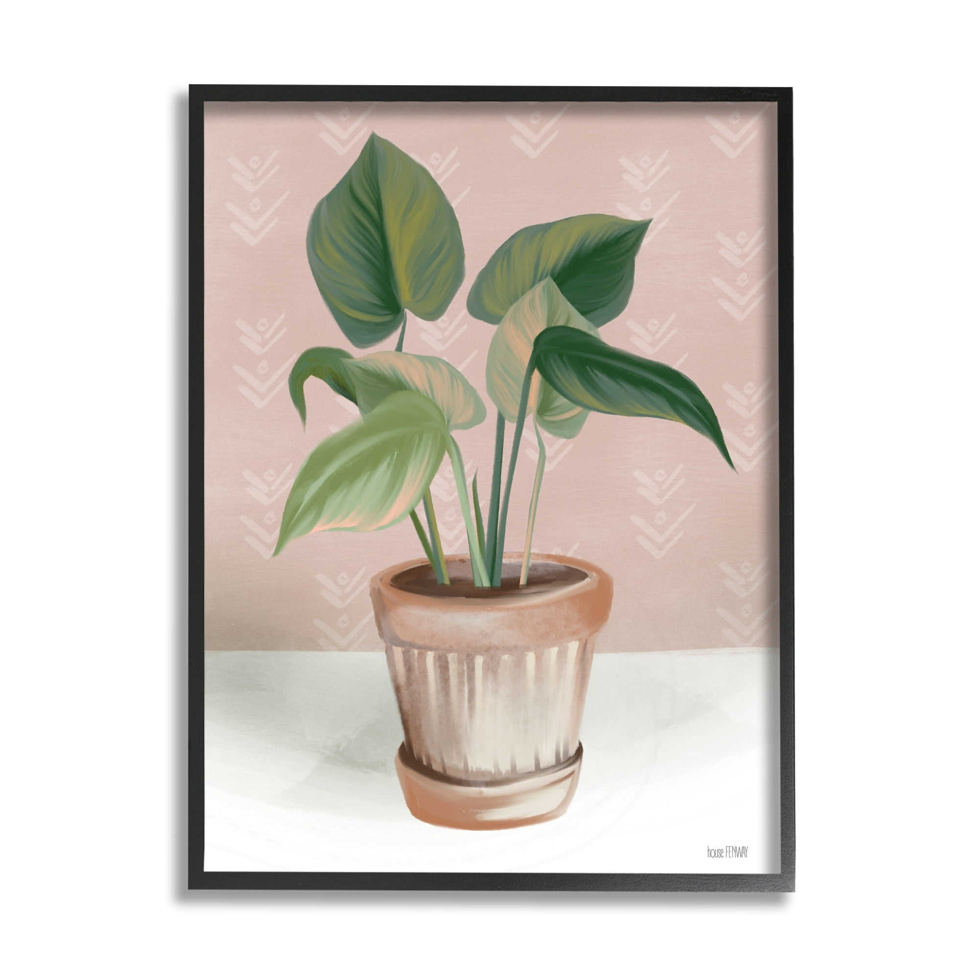 Stupell Industries Indoor Potted Plant Still Life Soft Pink Painting, 11 x 14, Design by House Fenway