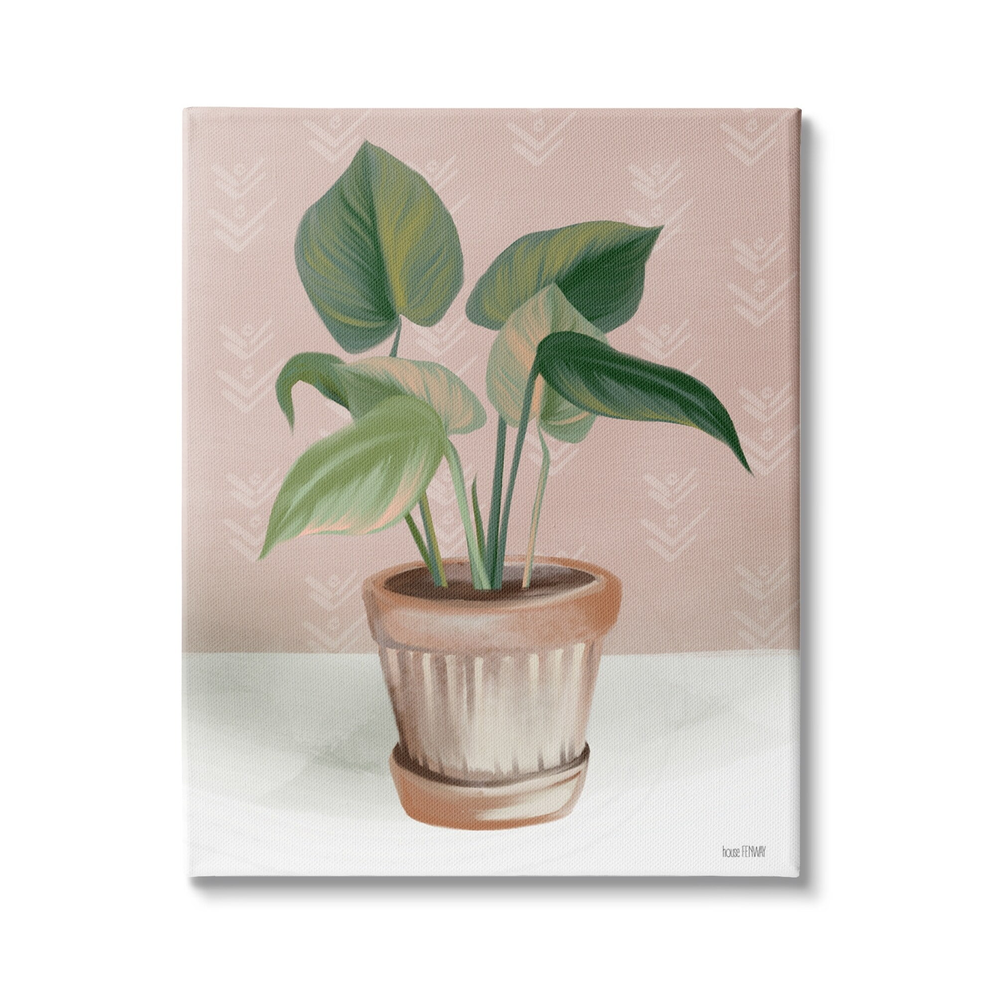 Stupell Industries Indoor Potted Plant Still Life Soft Pink Painting, 24 x 30, Design by House Fenway