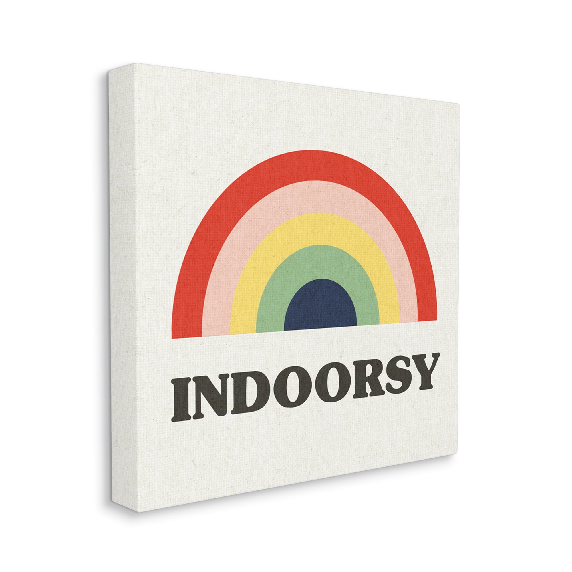 Stupell Industries Indoorsy Text Retro Pop Rainbow over Neutral Art for Kids Painting Gallery Wrapped Canvas Print Wall Art, 30 x 30
