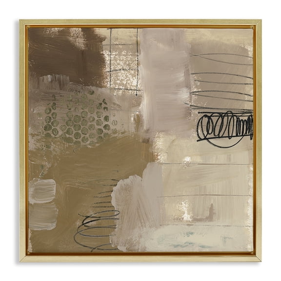 Stupell Industries Indulged Homage Composition Gold Framed Floater Canvas Wall Art design by Brent Baker, 18 x 18