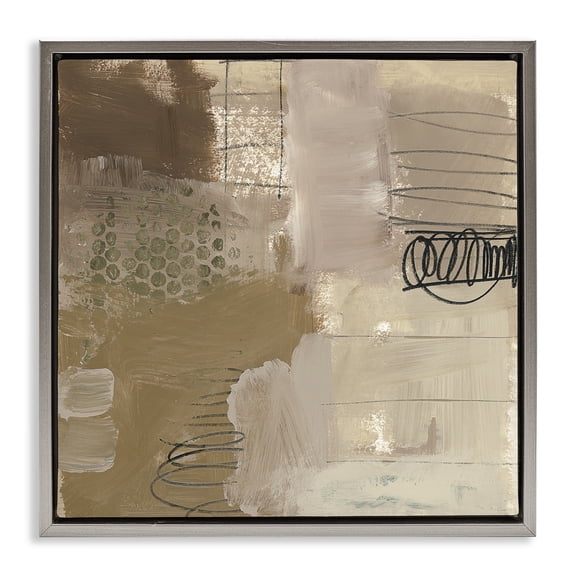 Stupell Industries Indulged Homage Composition Gray Framed Floater Canvas Wall Art design by Brent Baker, 18 x 18