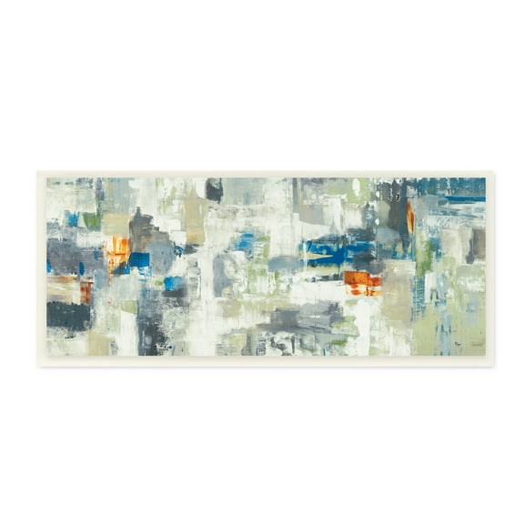 Stupell Industries Industrial Abstract Cityscape Muted Grey Blue Squares,7 x 17,Designed by Lisa Ridgers