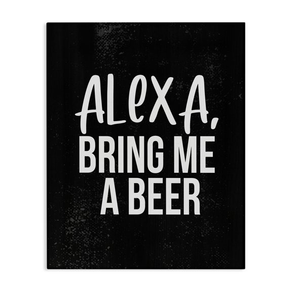 Stupell Industries Industrial Alexa Bring Beer Chalk Style Design Canvas Art, 16 x 20, by Lil' Rue