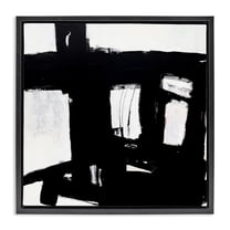 Stupell Industries Industrial Black Streaks Abstract Painting Black Floater Framed Canvas Art Print Wall Art, 18 x 18