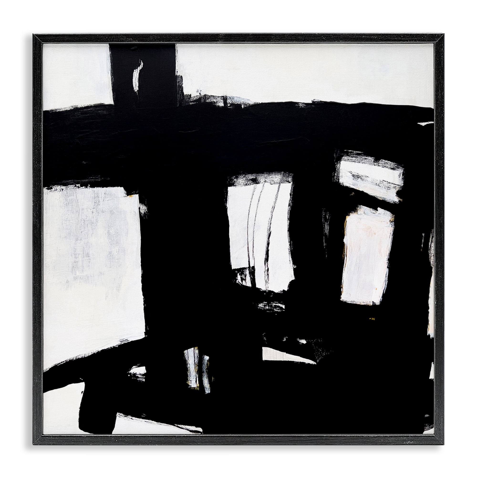 Stupell Industries Industrial Black Streaks Abstract Painting Black Framed Art Print Wall Art, 12 x 12
