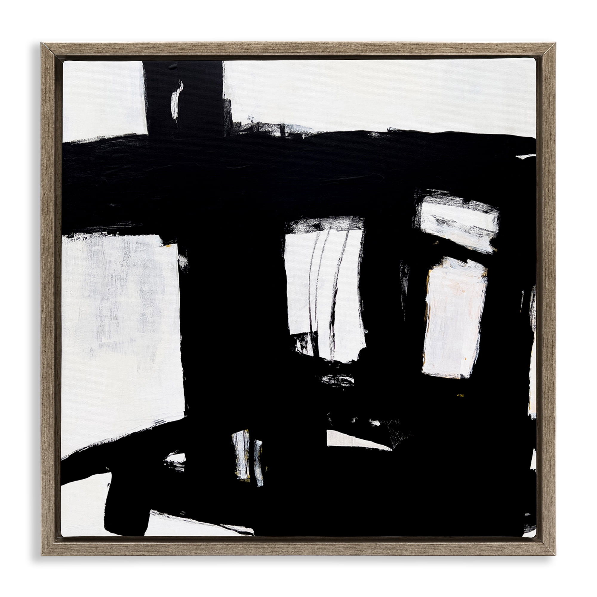 Stupell Industries Industrial Black Streaks Abstract Painting Brown Floater Framed Canvas Art Print Wall Art, 18 x 18