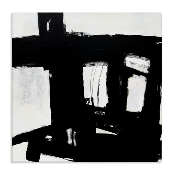 Stupell Industries Industrial Black Streaks Abstract Painting Gallery Wrapped Canvas Art Print Wall Art, 17 x 17