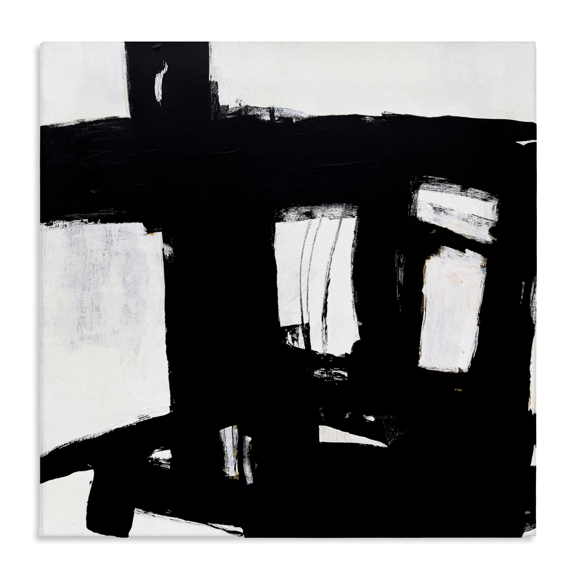 Stupell Industries Industrial Black Streaks Abstract Painting Gallery Wrapped Canvas Art Print Wall Art, 24 x 24