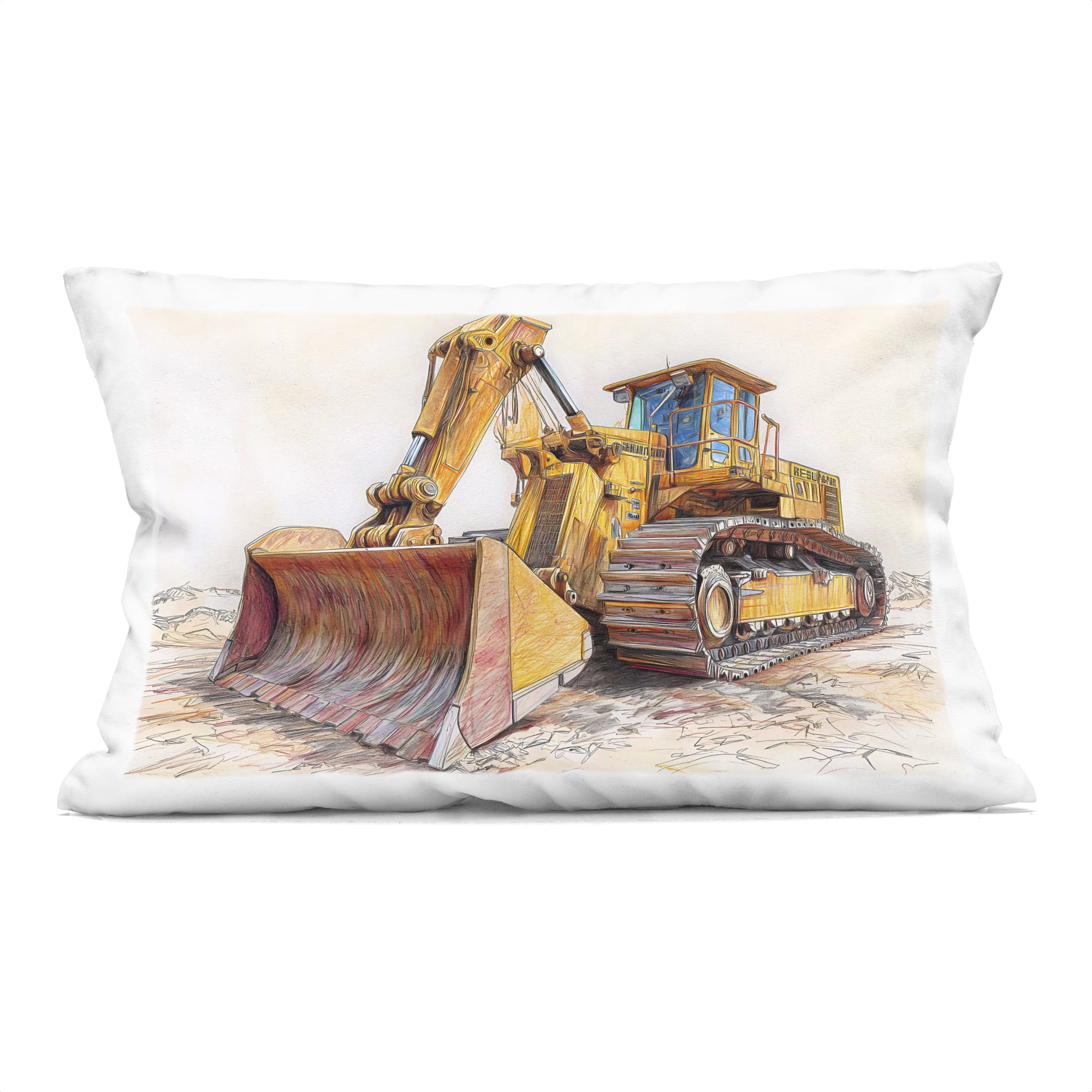 Stupell Industries Industrial Bulldozer Drawing Decorative Printed Throw Pillow, design by Steve Hunziker