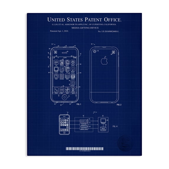 Stupell Industries Industrial Cell Phone Blueprint Canvas Art, 16 x 20, by Karl Hronek