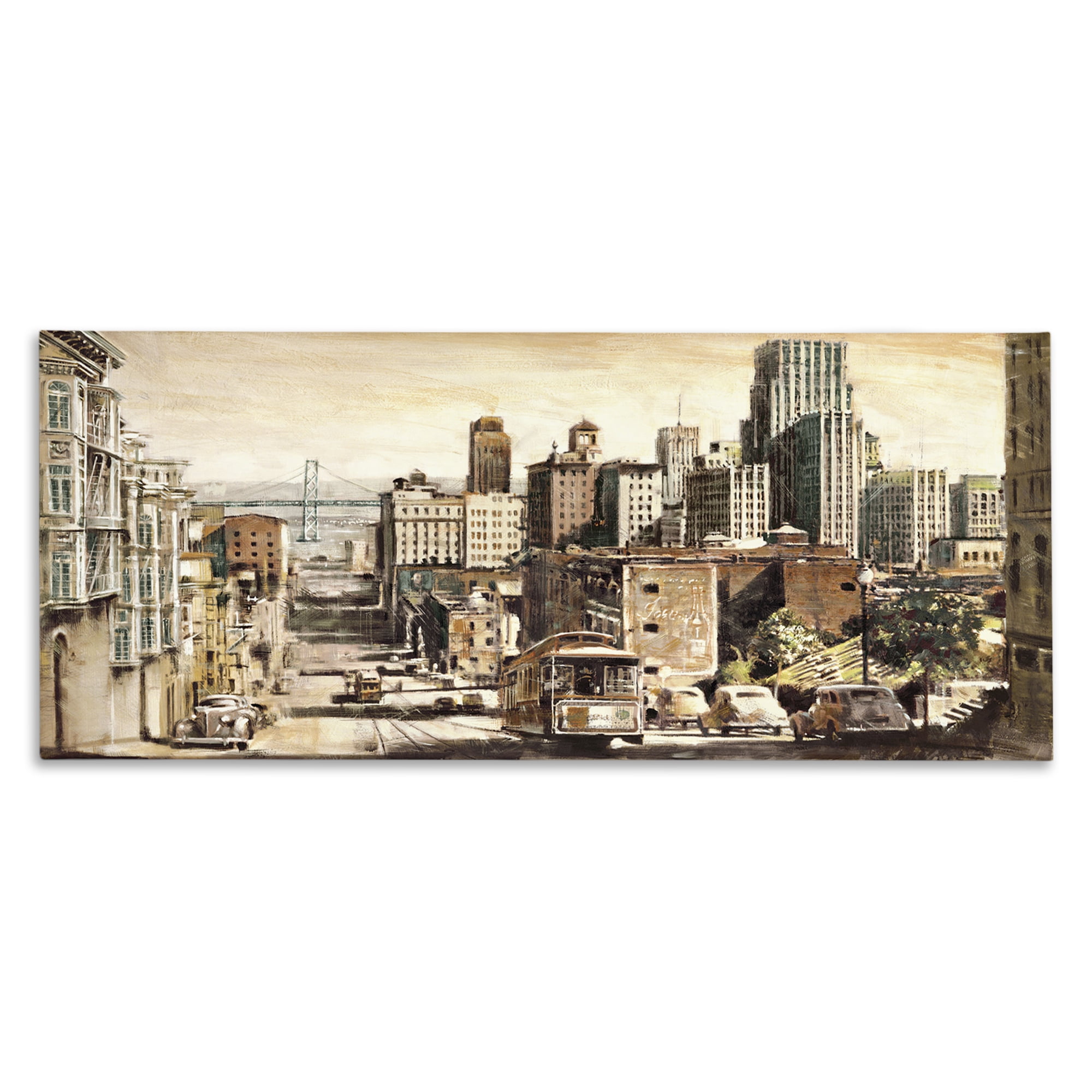 Stupell Industries Industrial City Scene Scenery Painting Gallery Wrapped Canvas Art Print Wall Art, 40 x 17