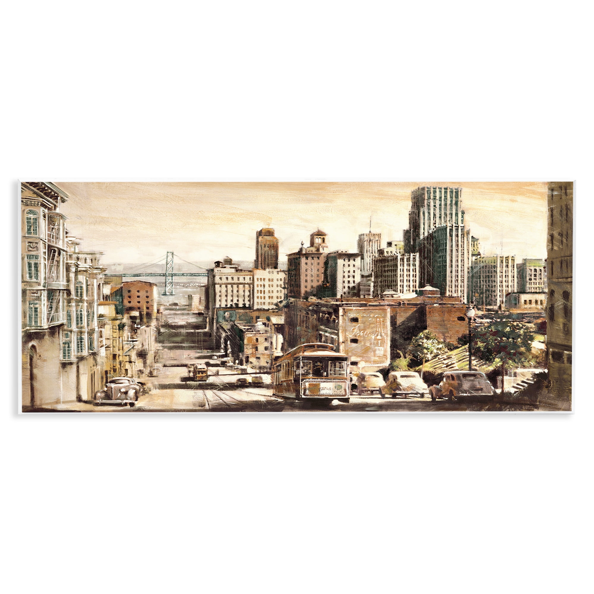 Stupell Industries Industrial City Scene Scenery Painting Unframed Art Print Wall Art, 17 x 7