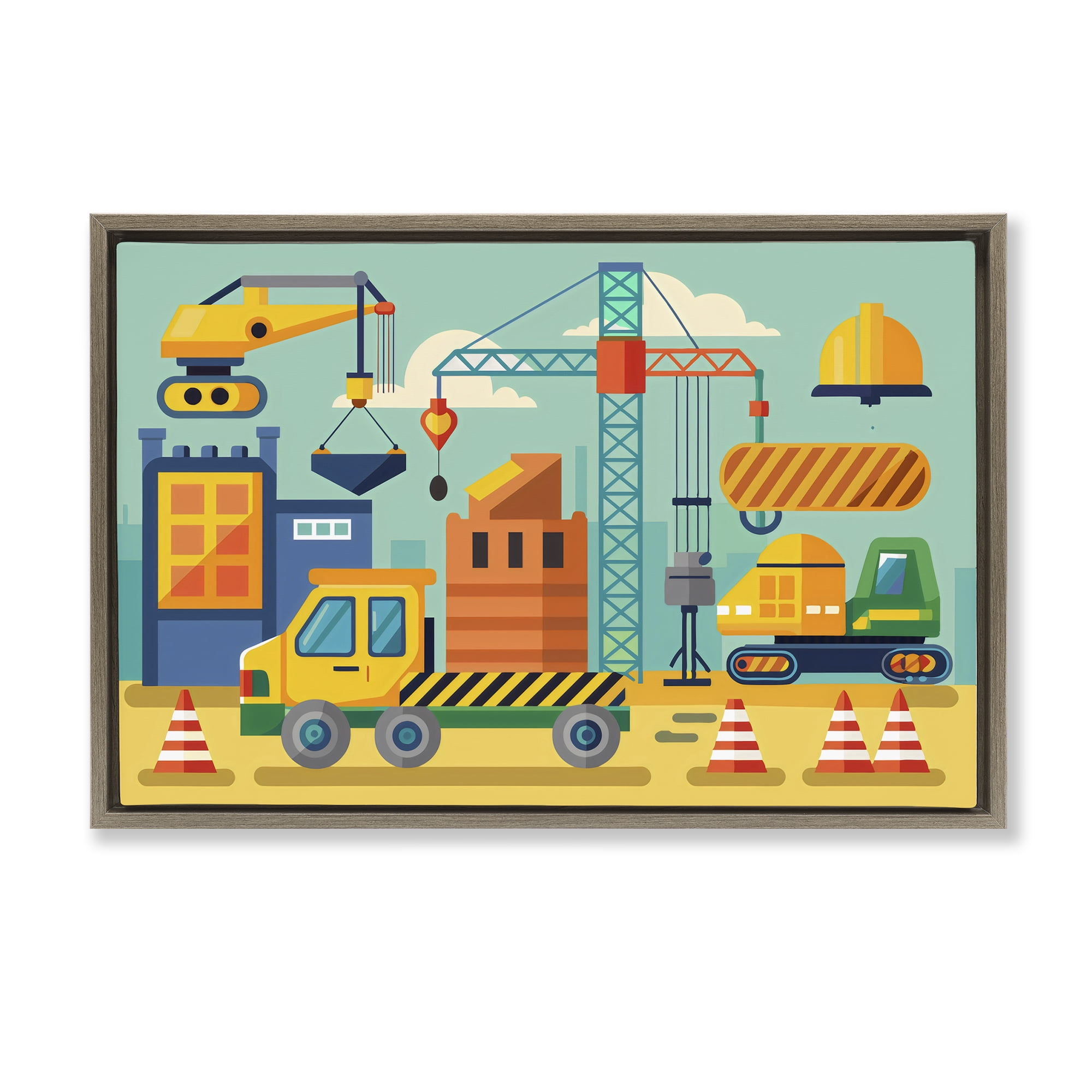 Stupell Industries Industrial Construction Site Brown Framed Floater Canvas Wall Art, design by Creative Studio