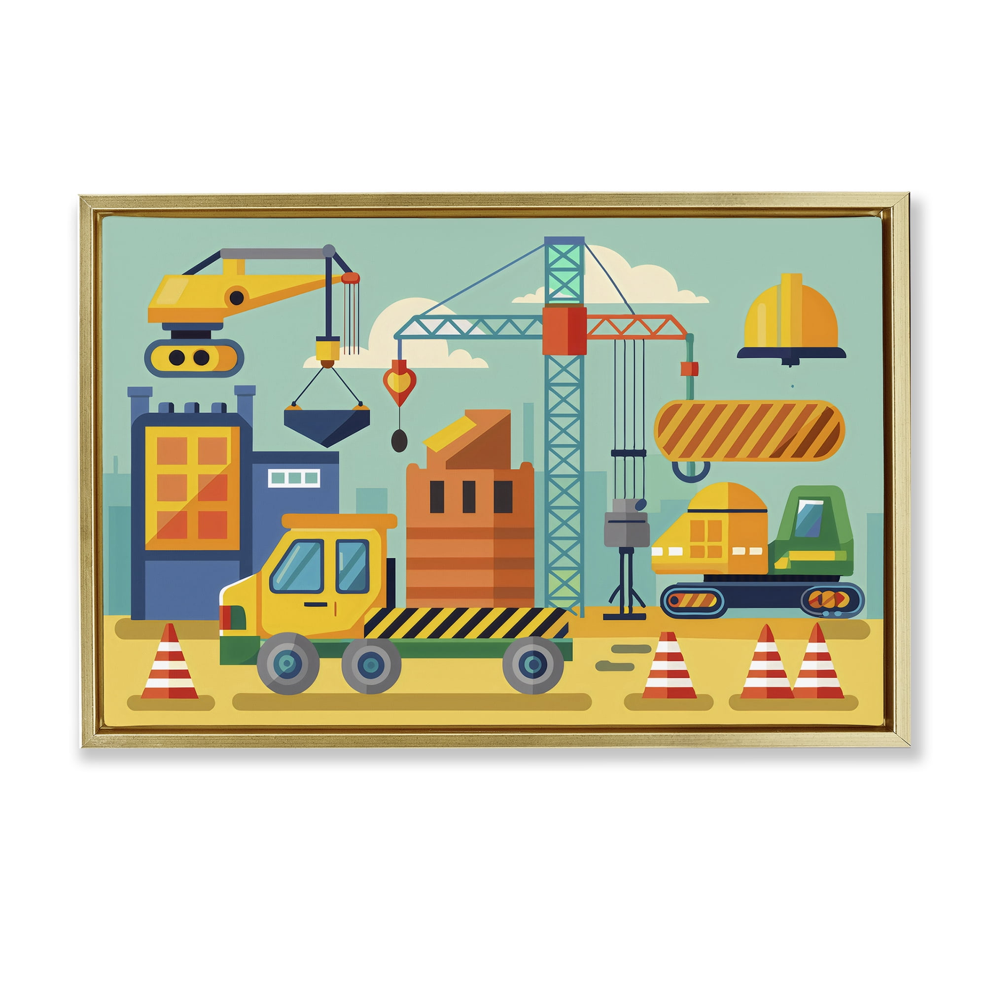 Stupell Industries Industrial Construction Site Gold Framed Floater Canvas Wall Art, design by Creative Studio