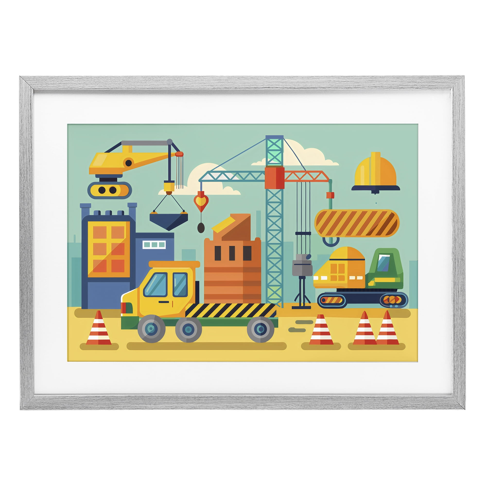 Stupell Industries Industrial Construction Site Gray Framed Print Under Glass, design by Creative Studio