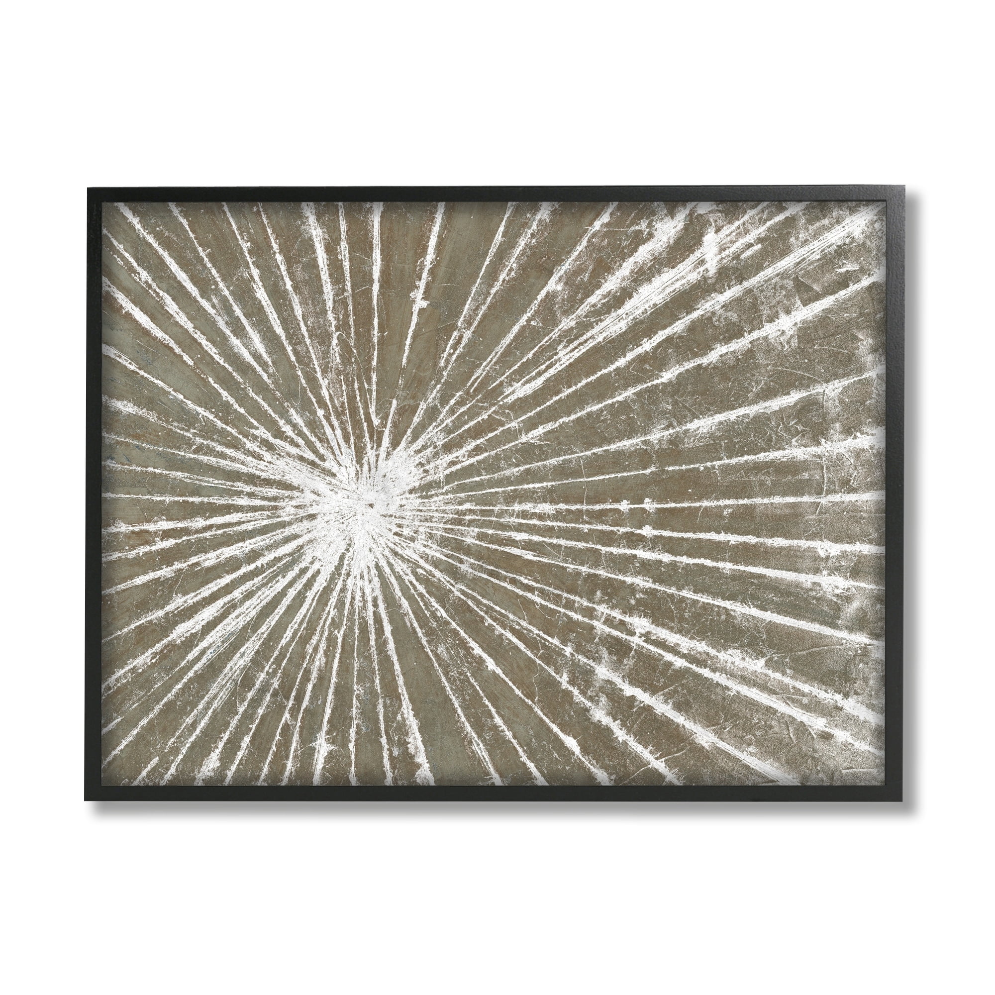 Stupell Industries Industrial Distressed Line Burst White Brown Black Framed by Studio W