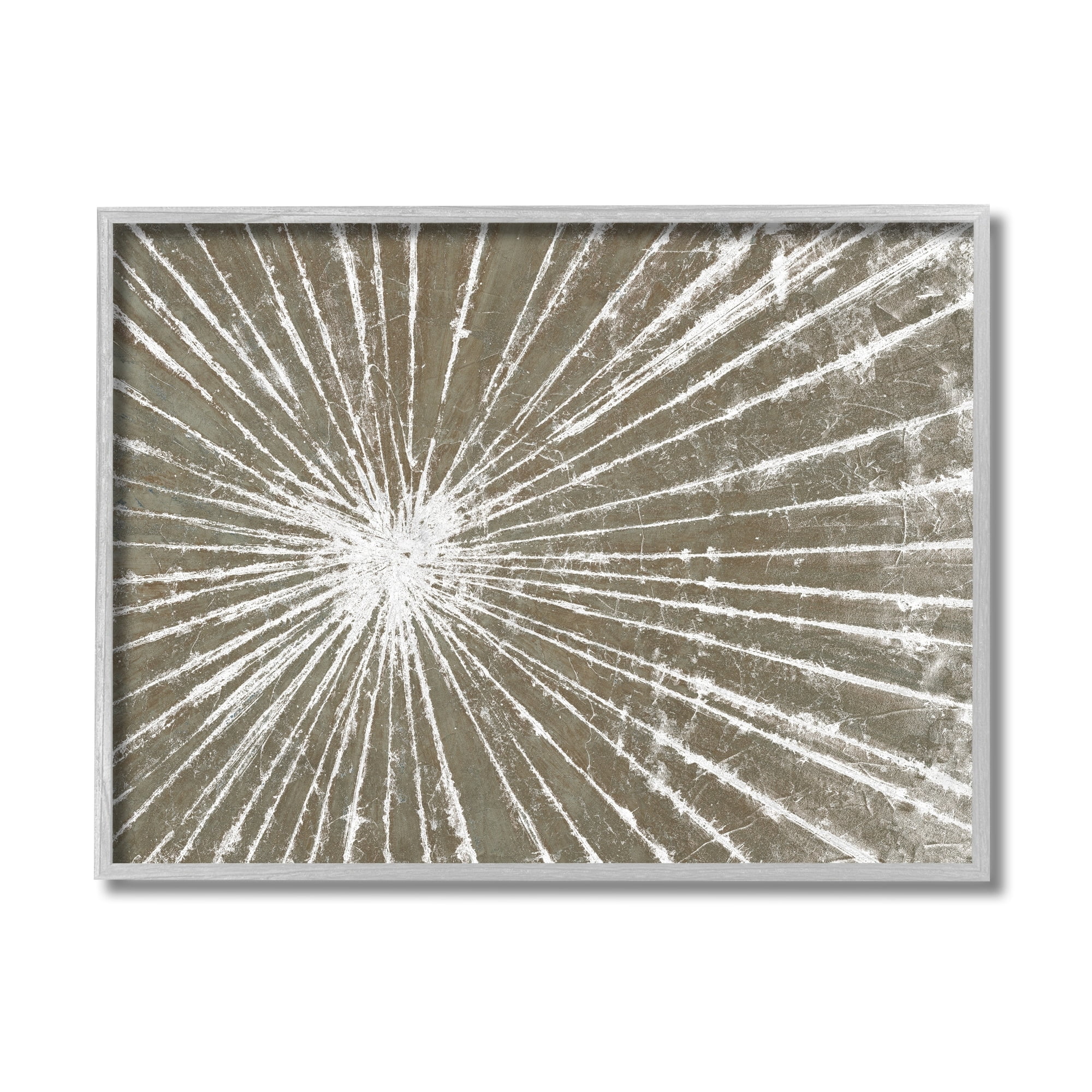 Stupell Industries Industrial Distressed Line Burst White Brown Gray Framed by Studio W